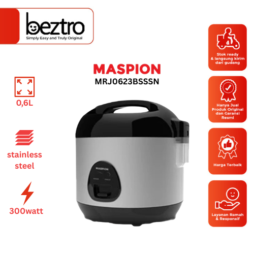 Maspion Rice Cooker Stainless Steel MRJ 0623 BSSS N Magic Com 0,6 Liter 3in1 Inner Pot SUS 304