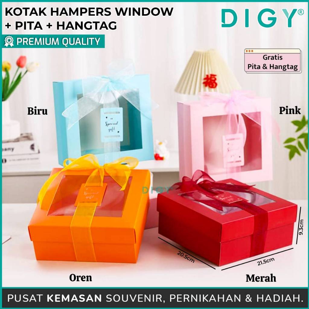 

Kotak Hampers Window + Pita + Hangtag / Kotak Kado / Box Jendela / Kotak hadiah / box premium