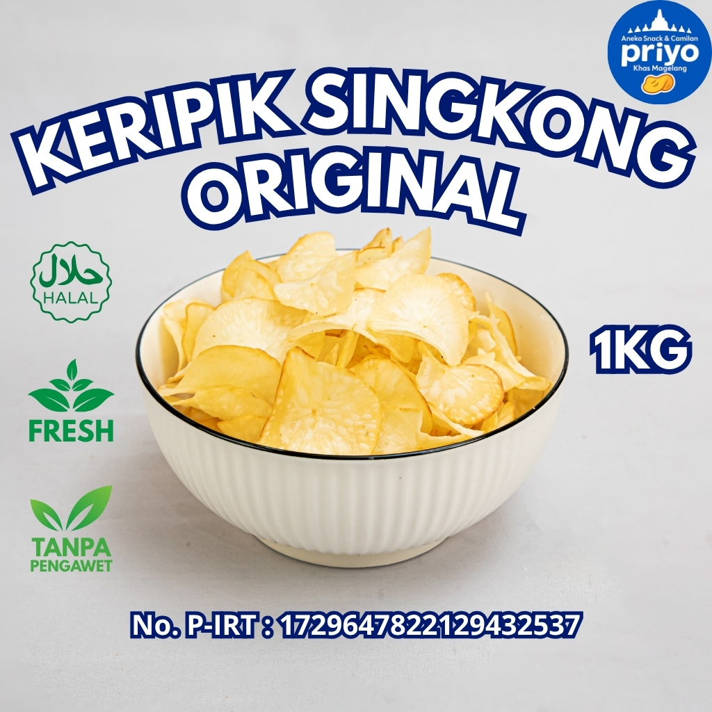 

Keripik Singkong Original 1Kg Priyo Snack Renyah Gurih Halal Tanpa Pengawet
