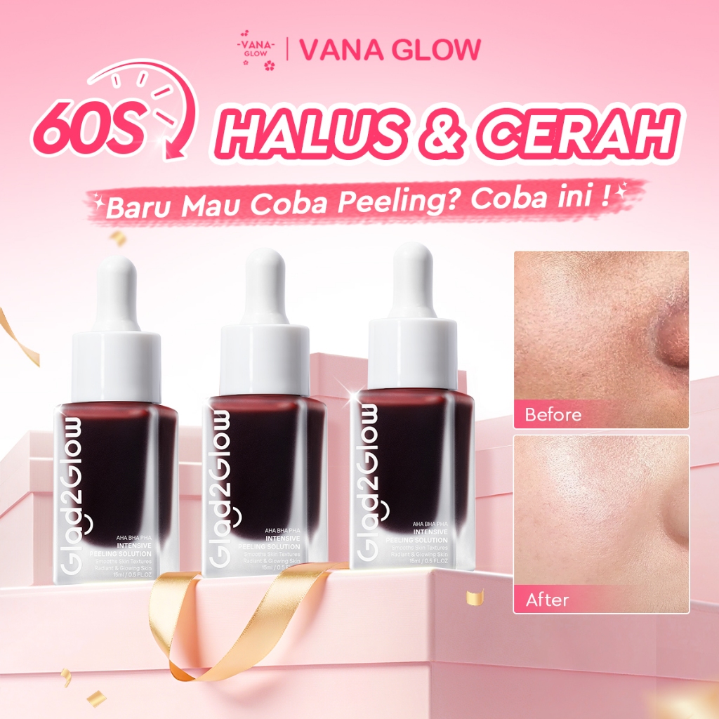 [100% ORI]Glad2Glow Peeling Solution Serum Eksfoliasi Wajah 60S Menghaluskan Kulit Anda AHA BHA PHA 