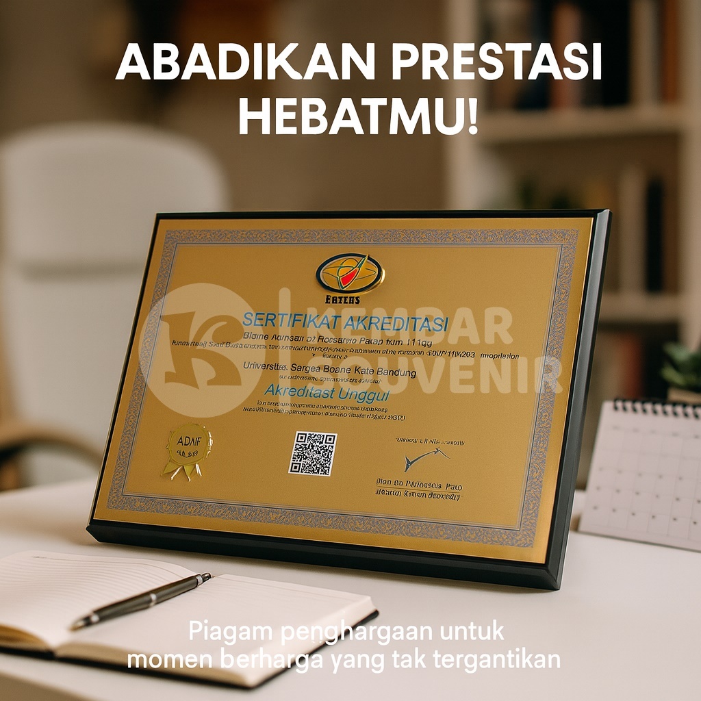 Plakat Sertifikat A3 Kayu Logam / Akrilik Custom – Piagam Penghargaan Eksklusif