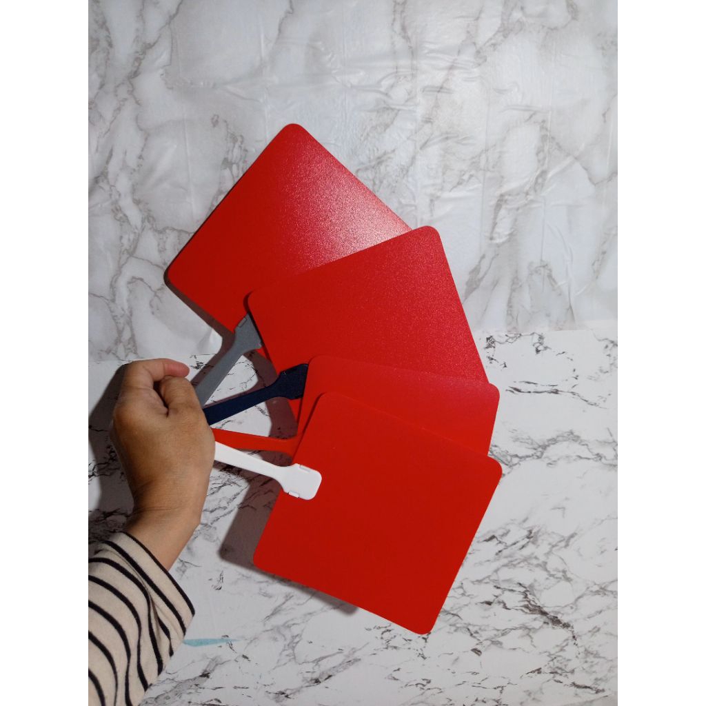 Kipas Tangan PLASTIK MIKA TEBAL Kotak Merah