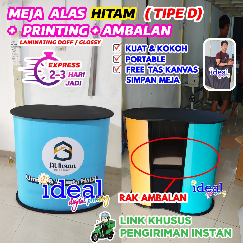 Polycounter Tipe D Rak ambalan, poly counter, event desk meja pameran Event Desk pop up table booth 