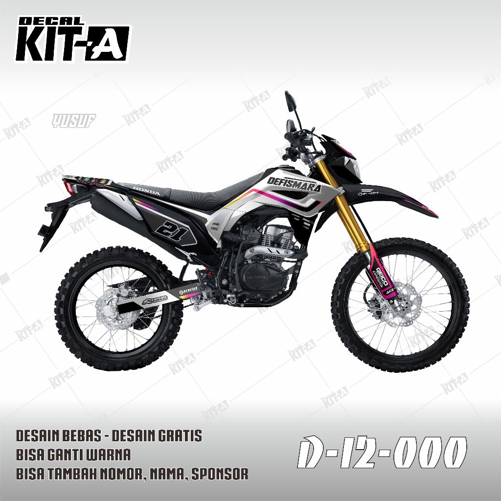 Decal CRF 150 L full body chrome hitam kombinasi ungu Hologram Silver Custom desain