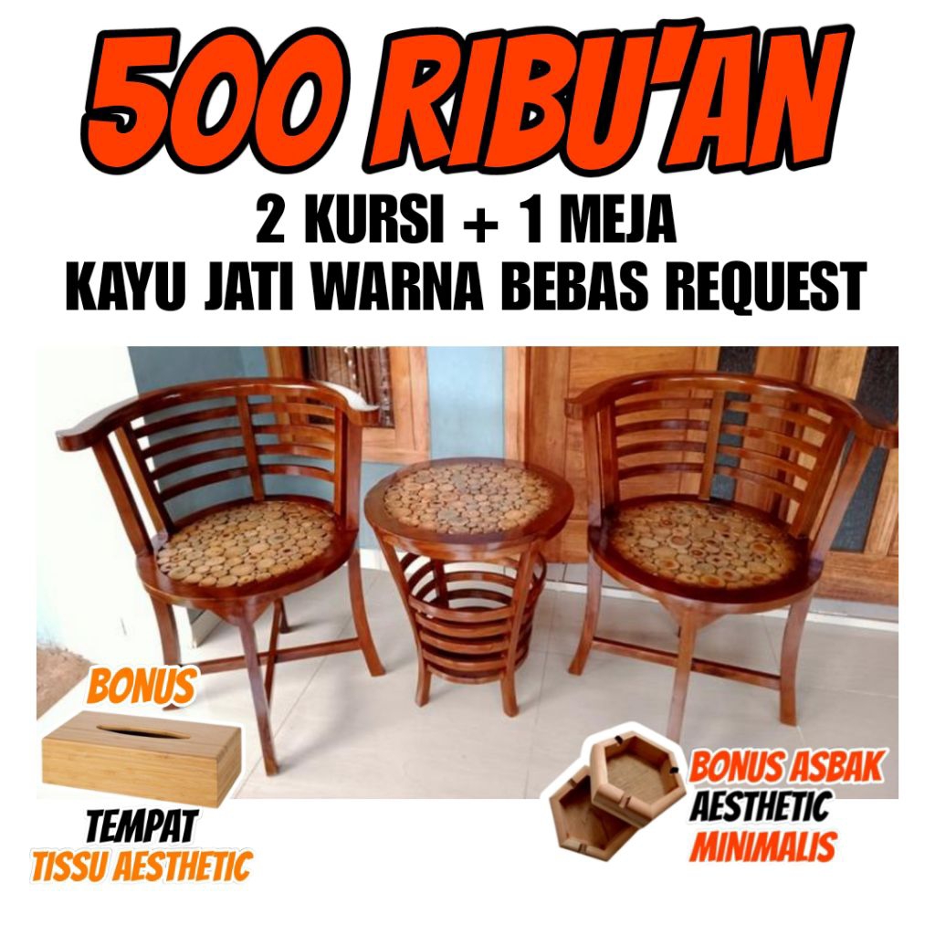 Set Teras Cantik Koin Jati Termurah Kursi Teras Aesthetic Meja Teras Minimalis