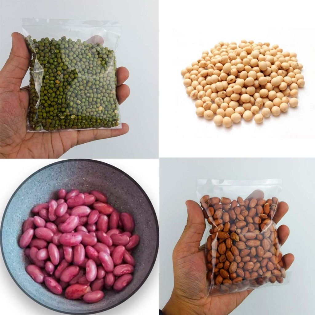 

Kacang Ijo/Hijau, Kacang Merah Basah, Kacang Kedalai, Kacang Tanah 100g