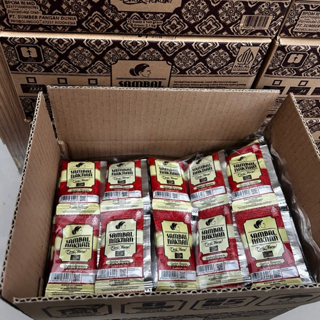 

SAMBAL NAKNAN SACHET - LEVEL 3 (PEDAS) • 1 Dus isi 3 Pack @50pcs