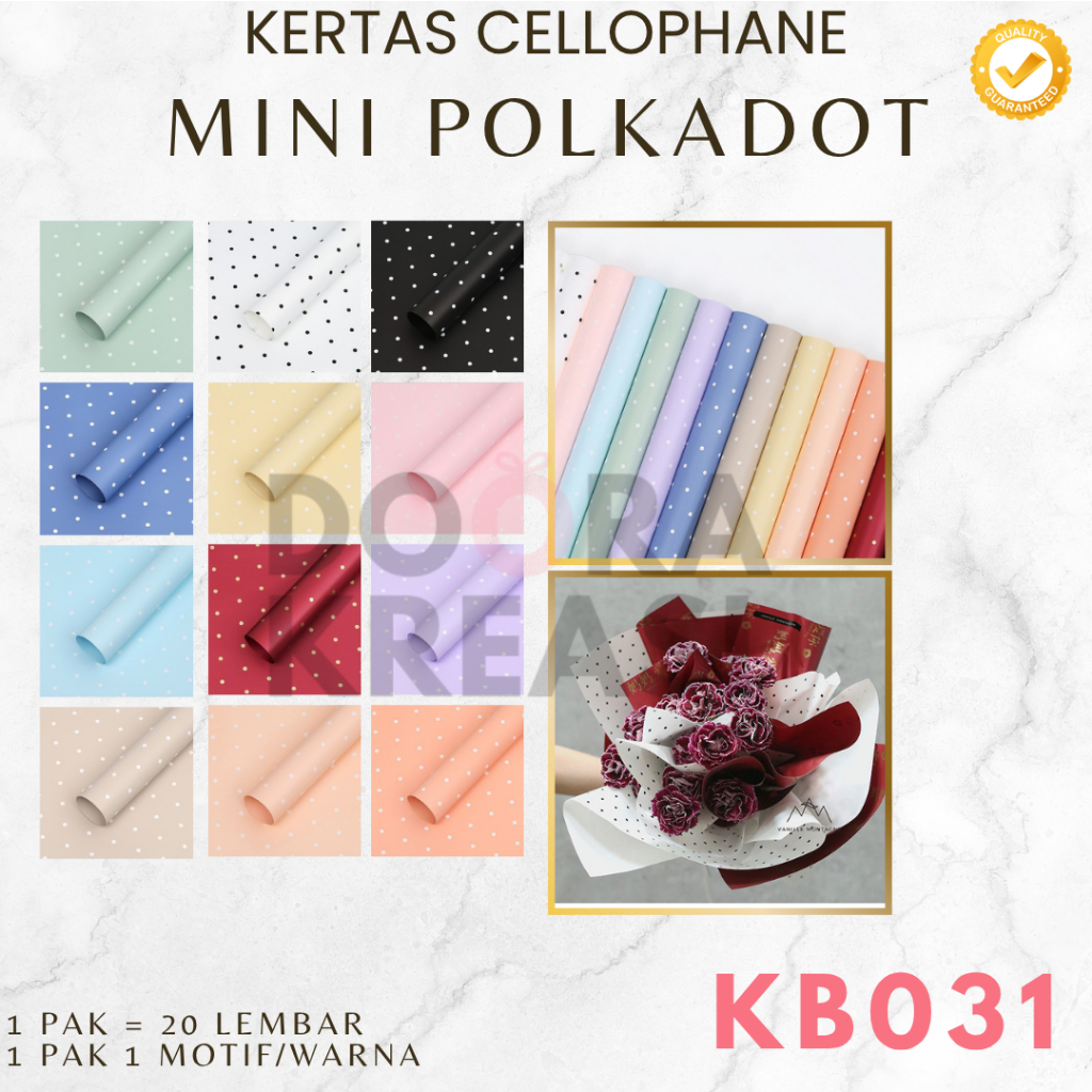 

Kertas Cellophane Buket Bunga Mini Polkadot [Ecer]