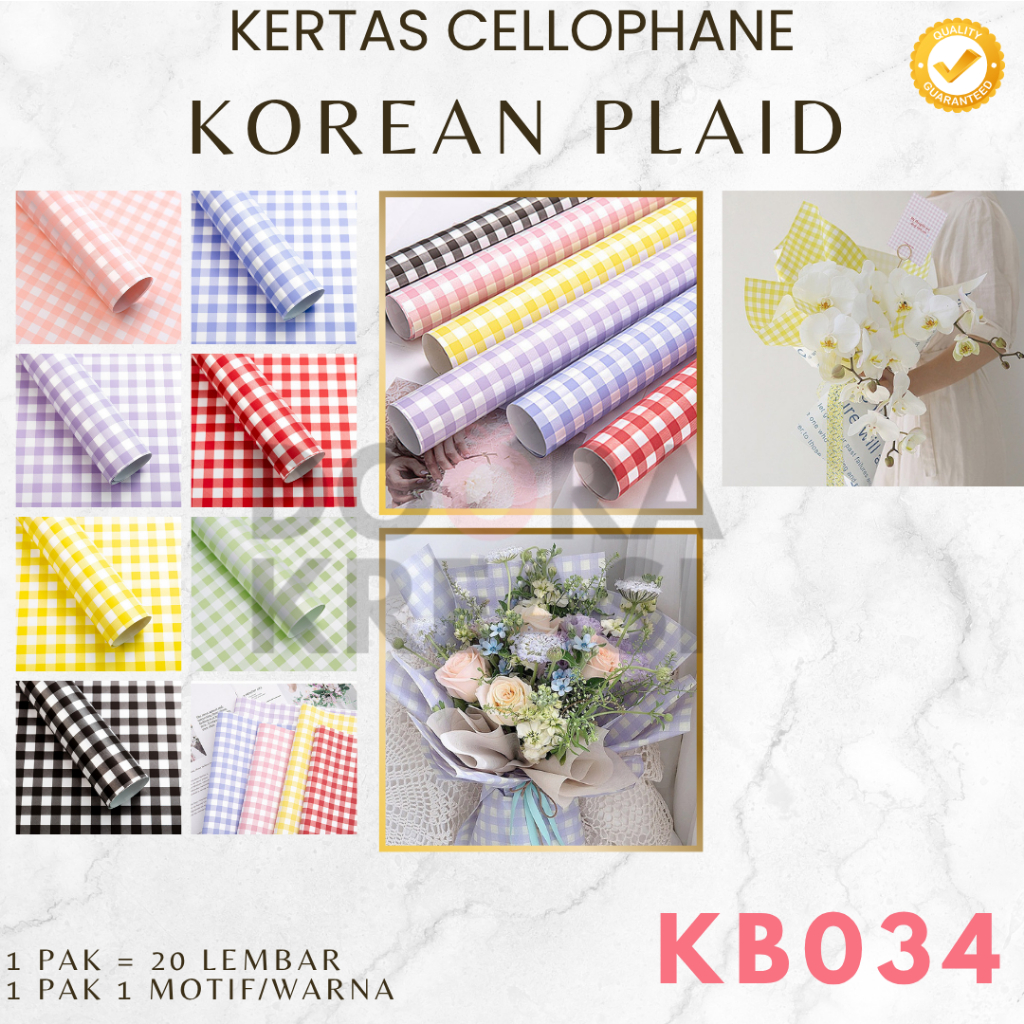 

Kertas Cellophane Buket Bunga Korean Plaid [Ecer]