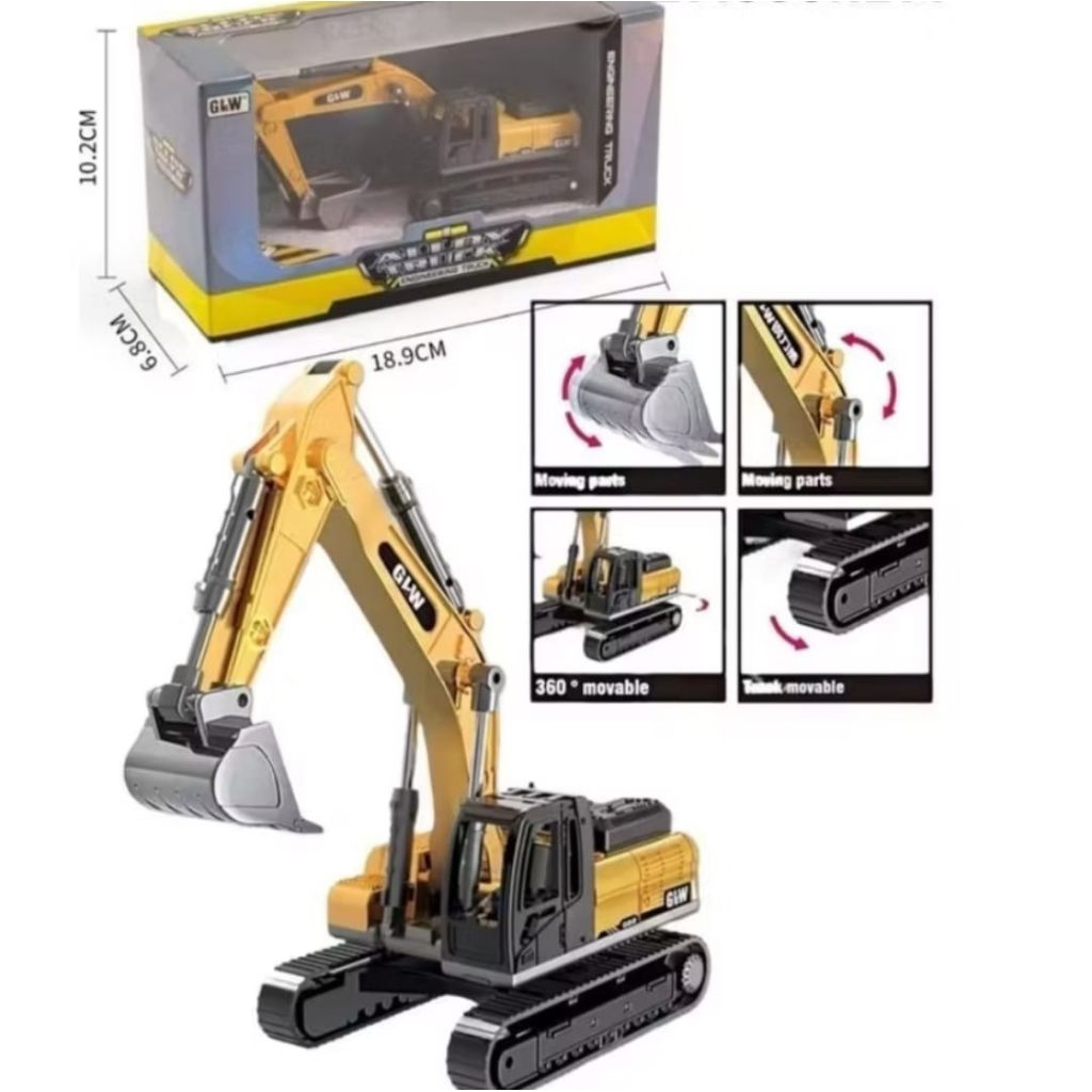 GOLDEN TOYS - MINIATUR EXCAVATOR ALLOY TRUCK ENGINEERING TRUK BESO BEGO BESI KONSTRUKSI BESI ALLOY M