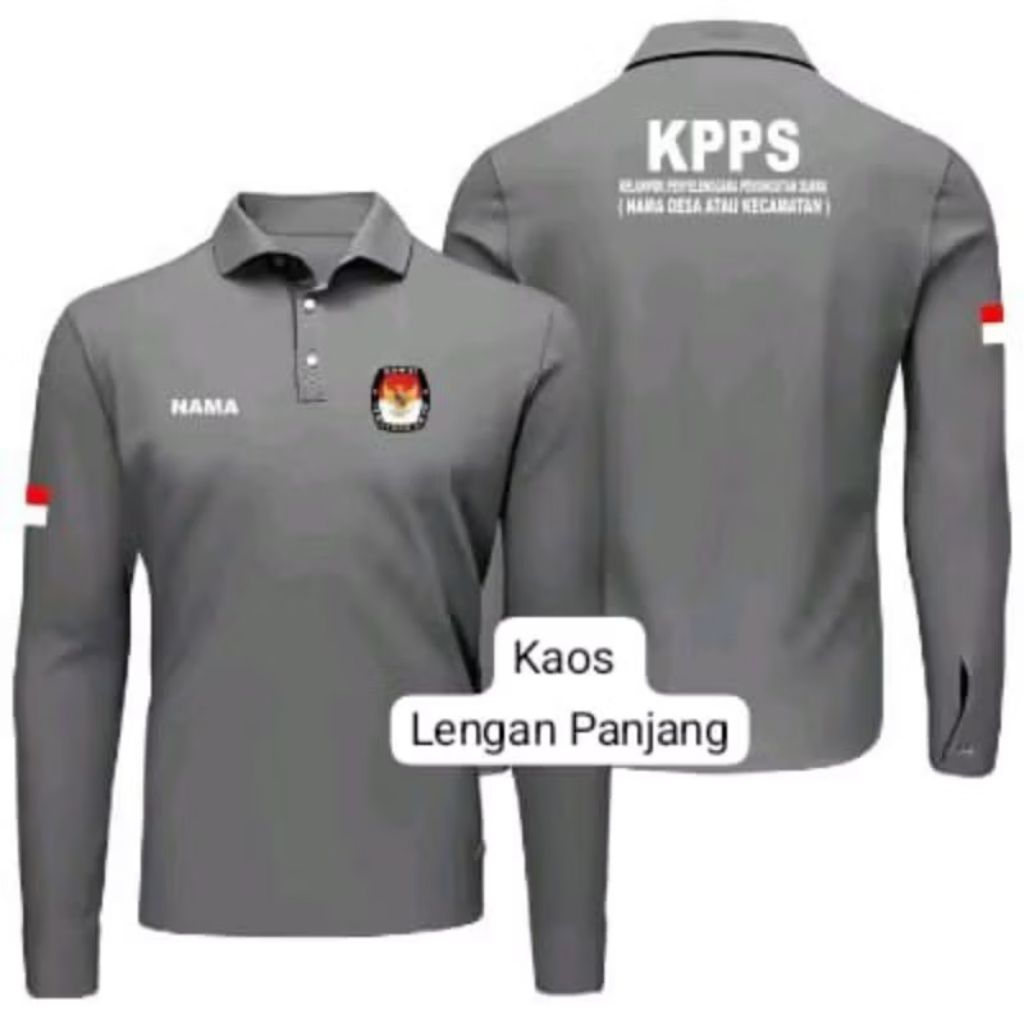KAOS BERKERAH LENGAN PANJANG KPPS FREE NAMA DI BAJU // KAOS KPPS BISA COD
