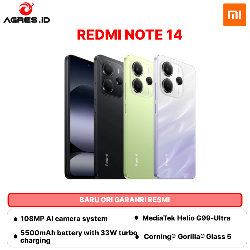 XIAOMI REDMI NOTE 14 4G 8GB 128GB 256GB GREEN BLACK PURPLE GARANSI RESMI INDONESIA