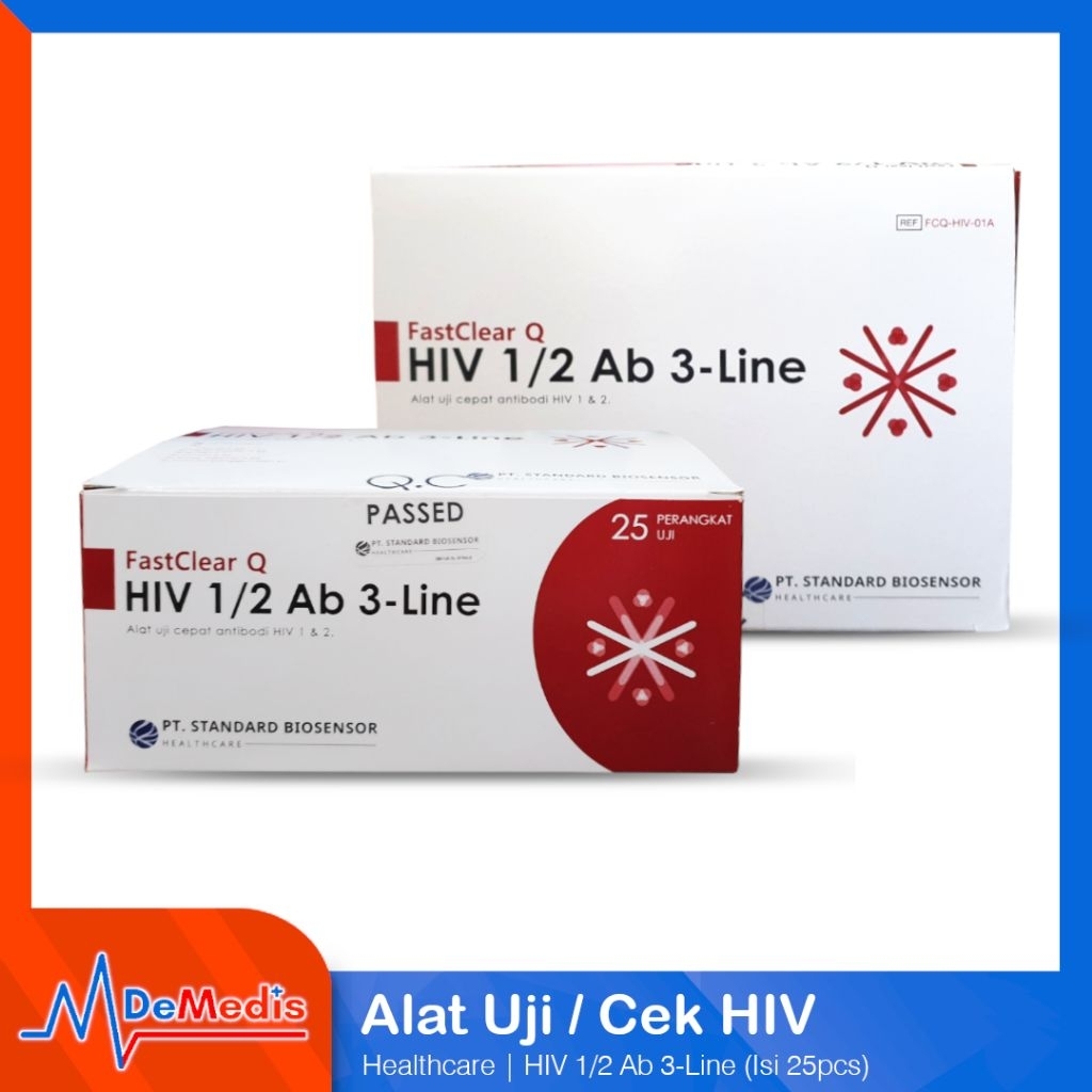 FastClear Q Biosensor Rapid Test Alat Uji Cepat Antibodi HIV 1/2 Ab 3-Line ED 2027-07 Box isi 25 Set