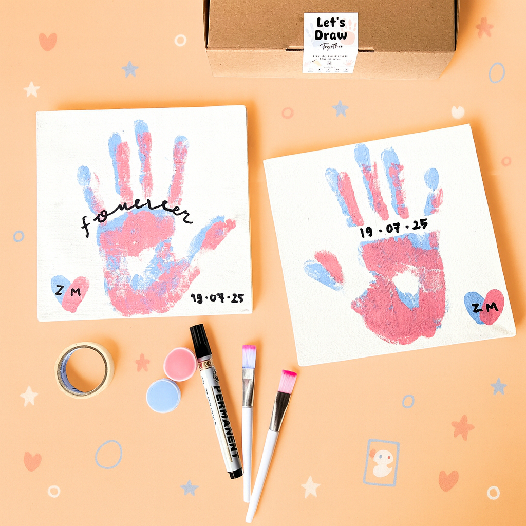 

Hand Painting Couple Cap Tangan Pasangan Kanvas Lukis Tangan Paket Lengkap 20x20 Cm