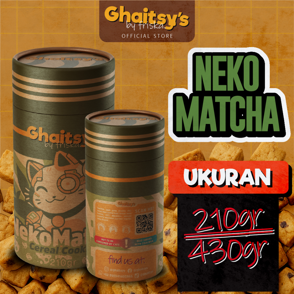 

Ghaitsy’s Premium Breakfast Cereal Cookies VARIAN NEKOMATCHA (rasa Japanese Matcha)