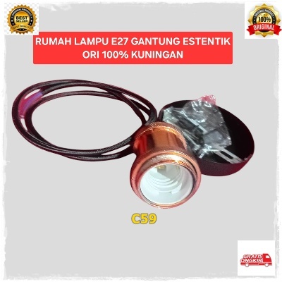 C59 RUMAH LAMPU E27 GANTUNG FITTING ESTENTIK ORI 100% KUNINGAN MODEL RETRO JADUL DEKORASI LAMPU BOHL