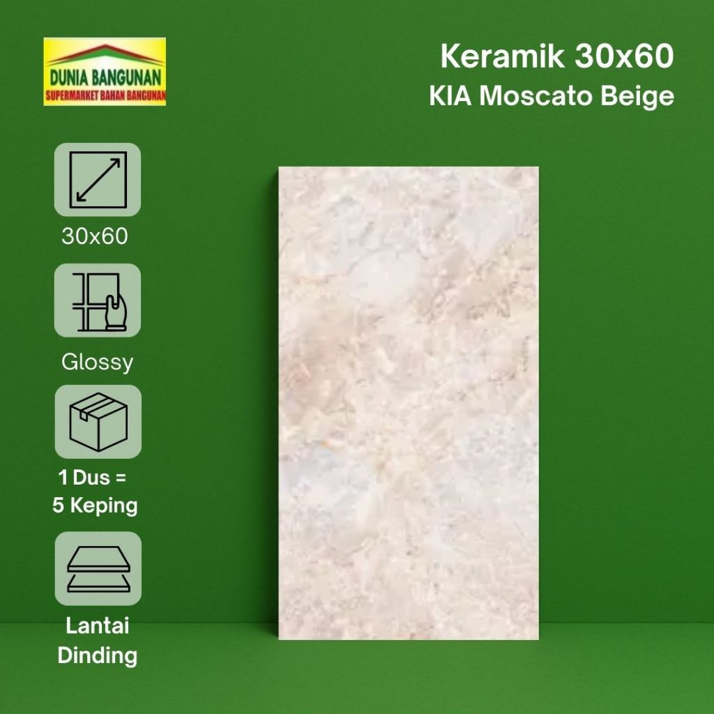 Keramik Dinding KIA 30x60 Moscato Beige Keramik Glossy