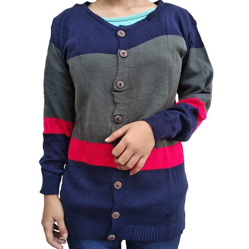 Sweater Rajut Line Wanita Woman Fashion Terbaru 2021 Kancing Baju Lengan Panjang Cardygan Rajut