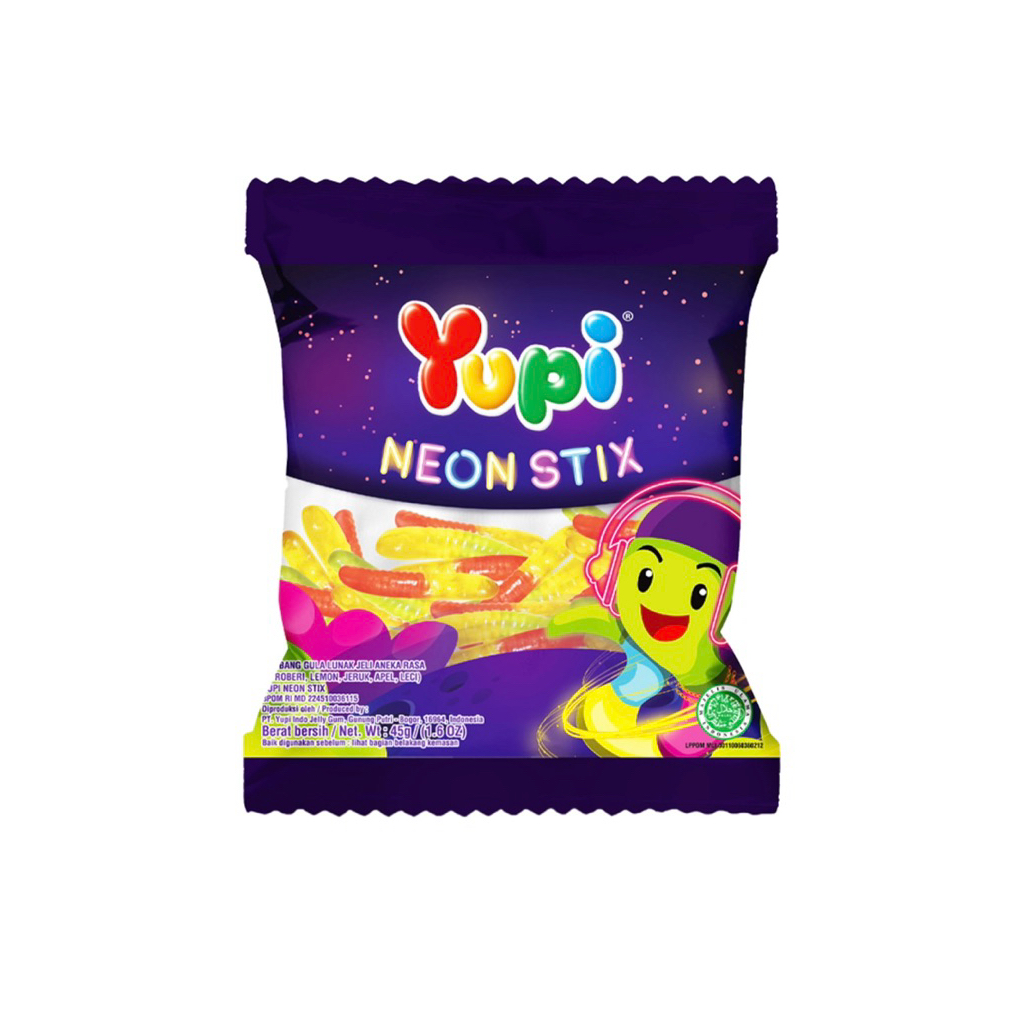 

Yupi Permen Jelly Gummu Neon Stix 45 gram
