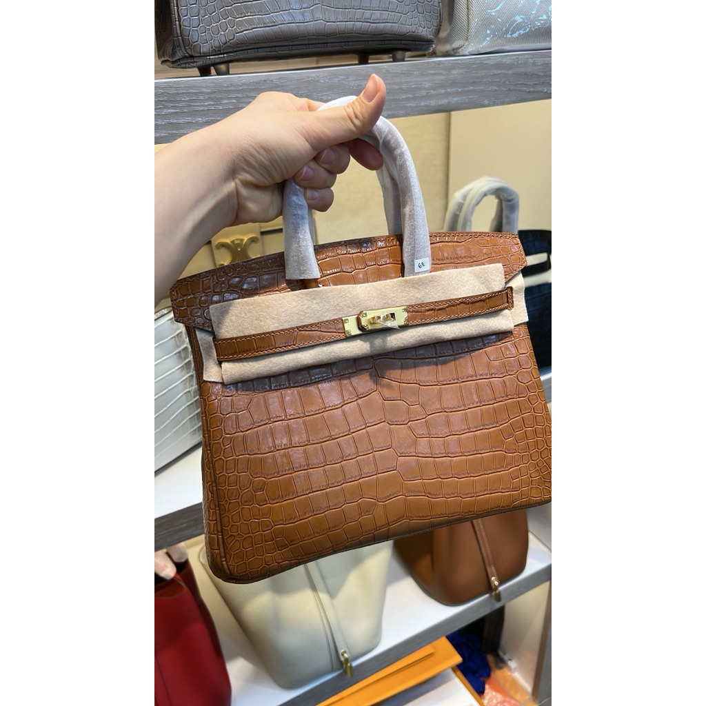 Tas wanita HRMS B Matte Alligator Ghw Leather