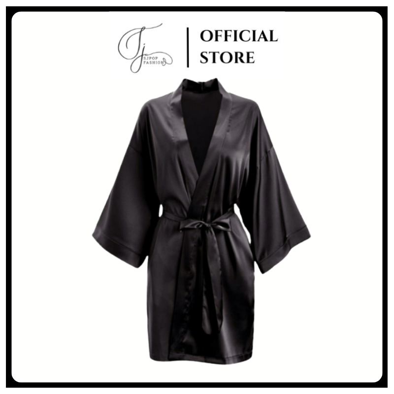 SJPOP Baju tidur Sexy Kimono Set lace bahan satin  AsCalor Sutra piyama