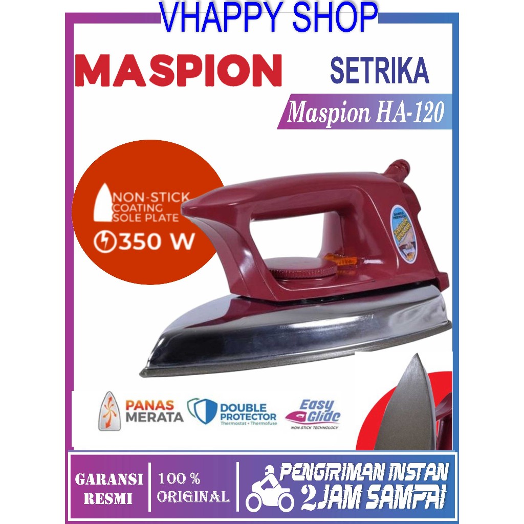 Setrika Maspion HA-120 / Setrika Anti Lengket Maspion HA-120 Garansi Resmi