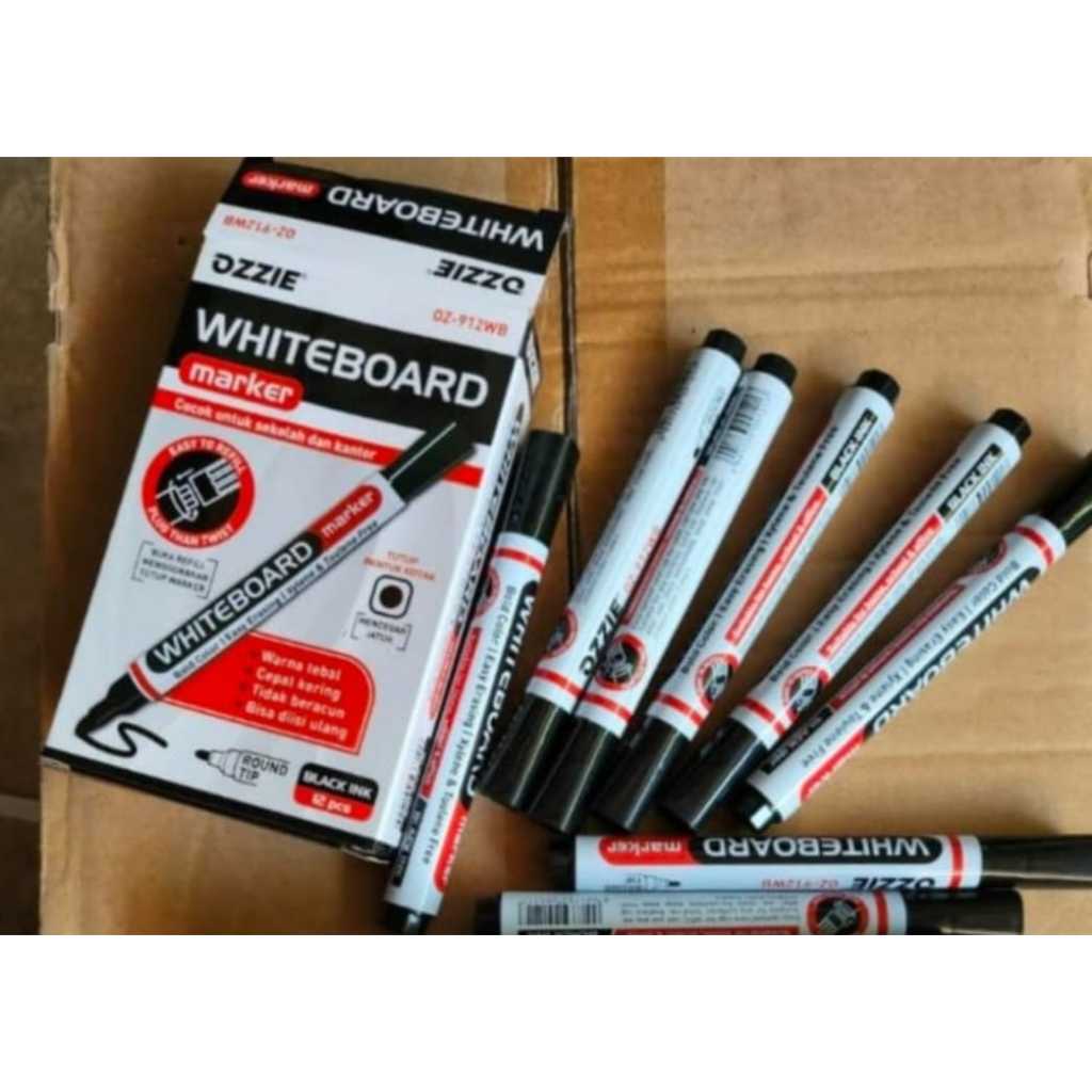 

Terbaru !!! 12Pcs Spidol White Board/Permanent | Merk Ozzie Round Tip