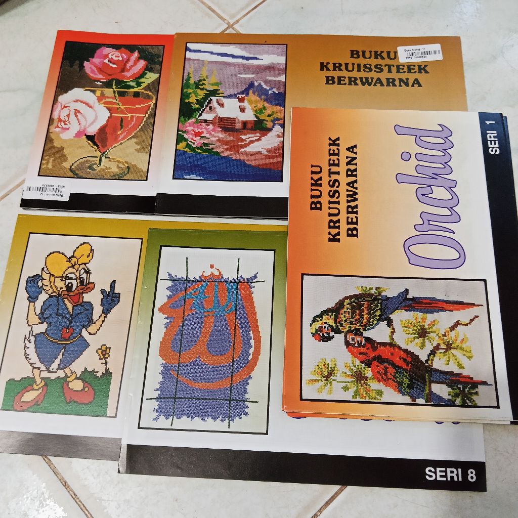 (Batam) Buku Kristik Cross Stitch Orchid Berwarna