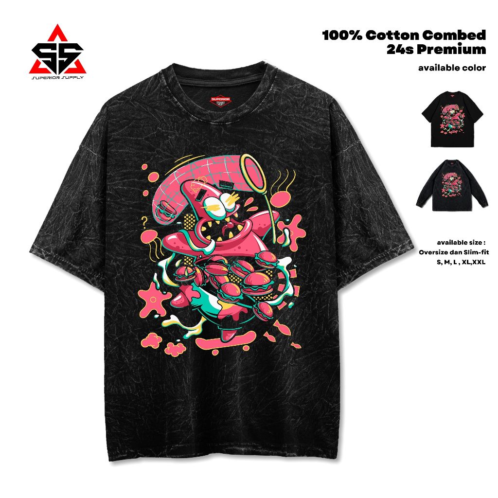 SUPERIOR Kaos PATRICK STAR Oversized washed tshirt longsleeve slimfit sandwash unisex PATRICK-1