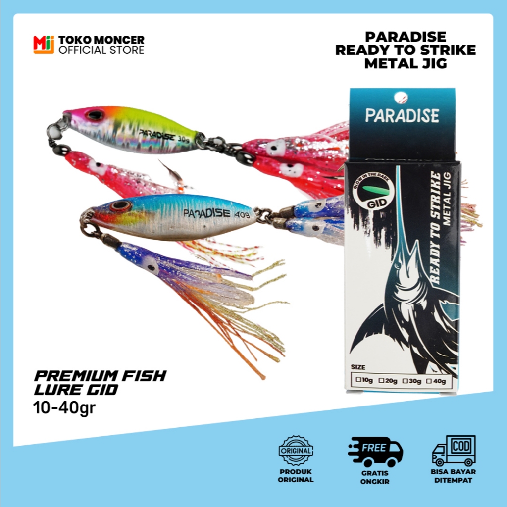 Paradise Ready To Strike Metal Jig Cumi  10-40gr Free Jigging Assist Bulu Super Strong & Sharp Doubl