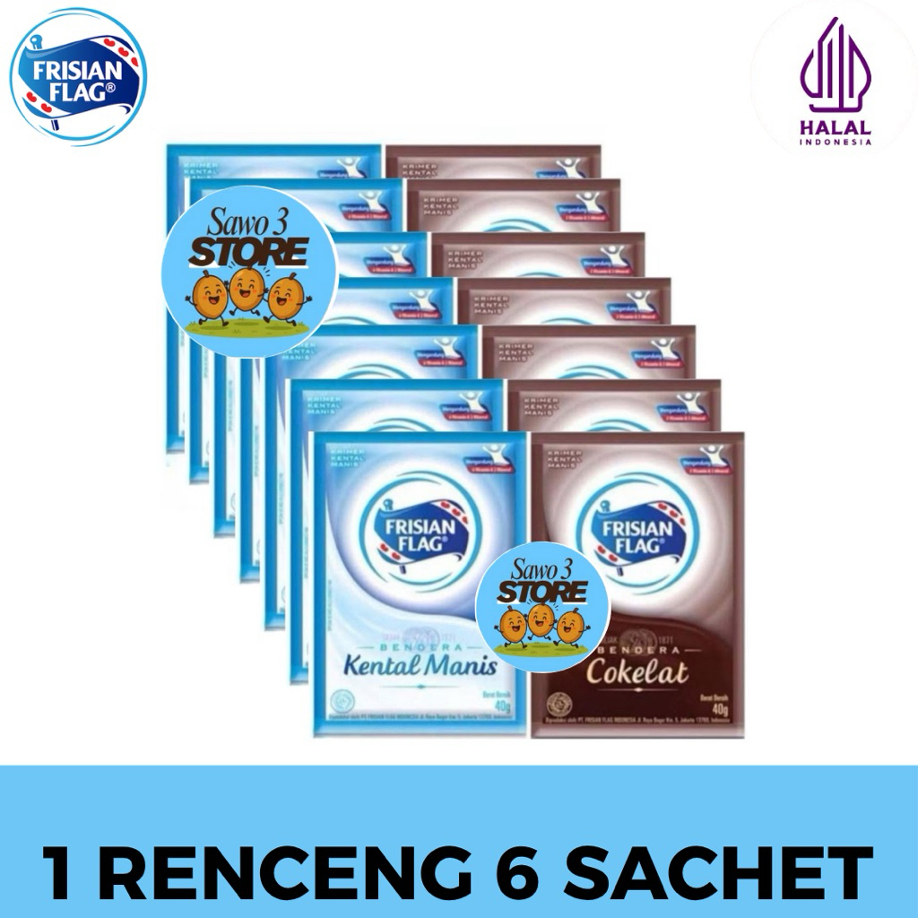 

Susu Frisian Flag Kental Manis Coklat 6x40gr 1 Renceng isi 6 Sachet
