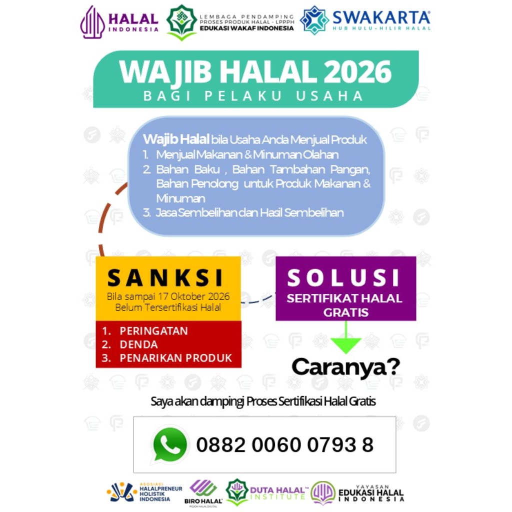 Jasa Pendampingan Proses Produk Halal (Sertifikat Halal Gratis)