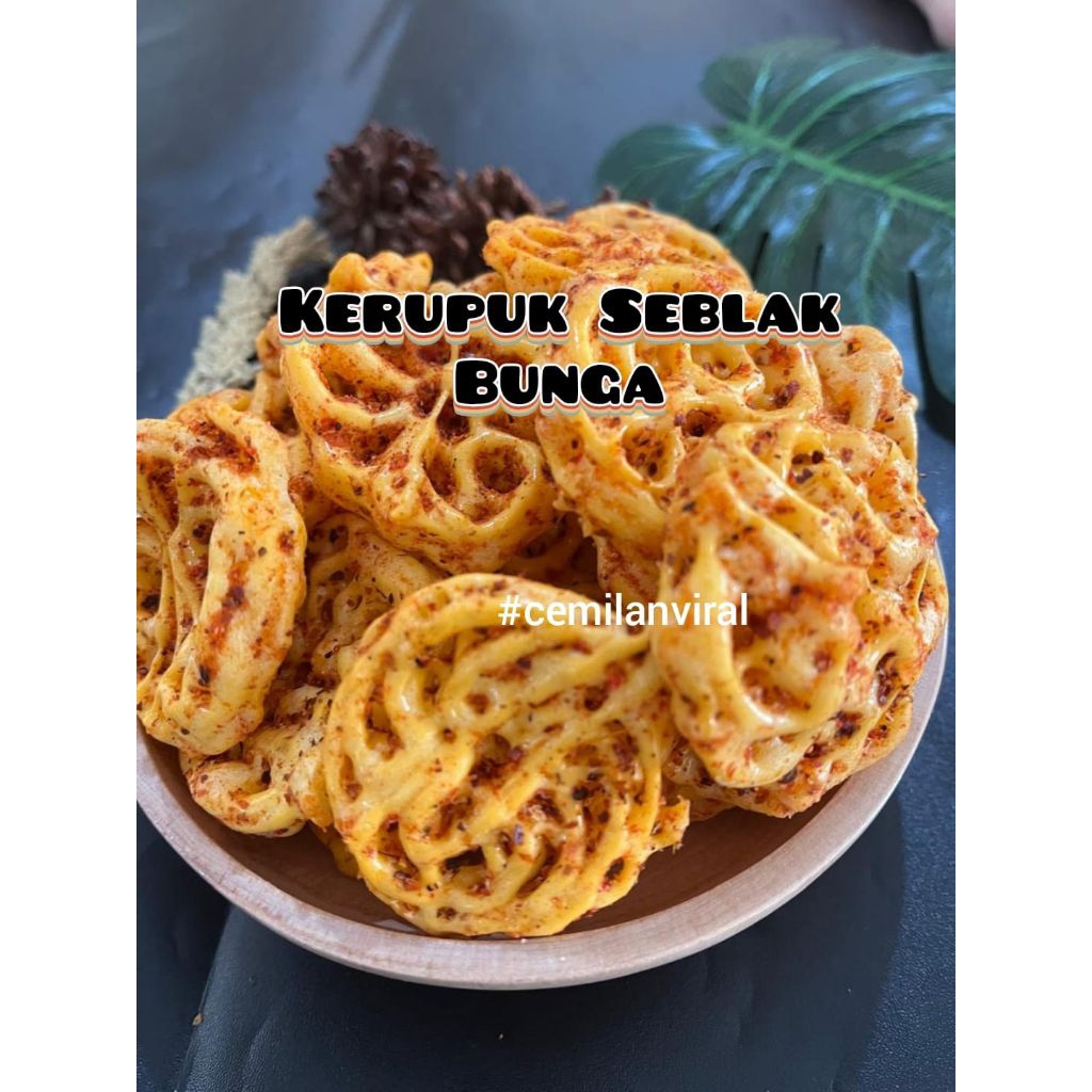 

Cemilan Viral Kerupuk Seblak Bunga Kriuk Renyah Crispy Pedas Mawar Krupuk Food Snack