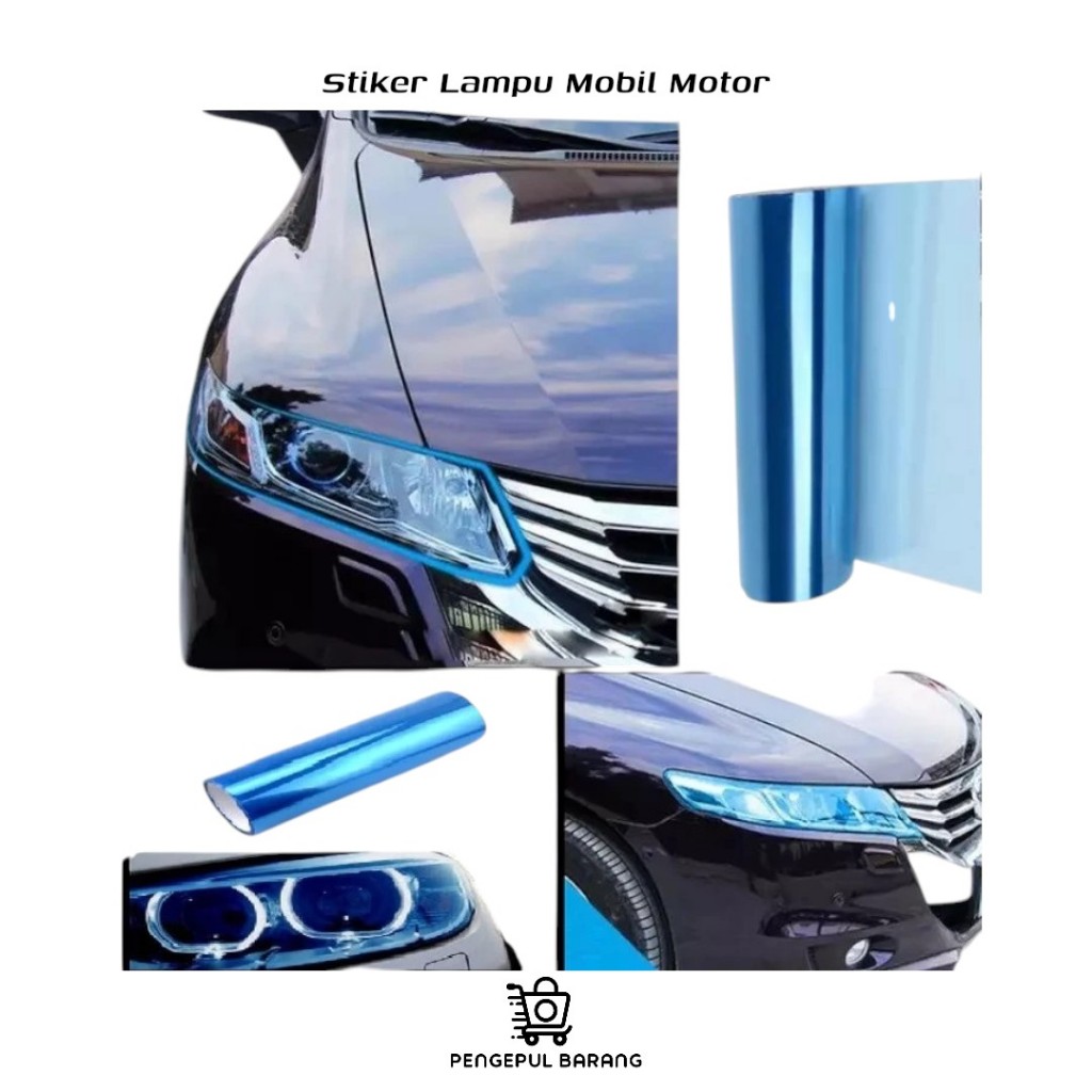 Skotlet Biru Transparan Hybrid Stiker Headlamp Scotlite-Stiker Lampu Mobil Motor Stiker Hybrid Skotl