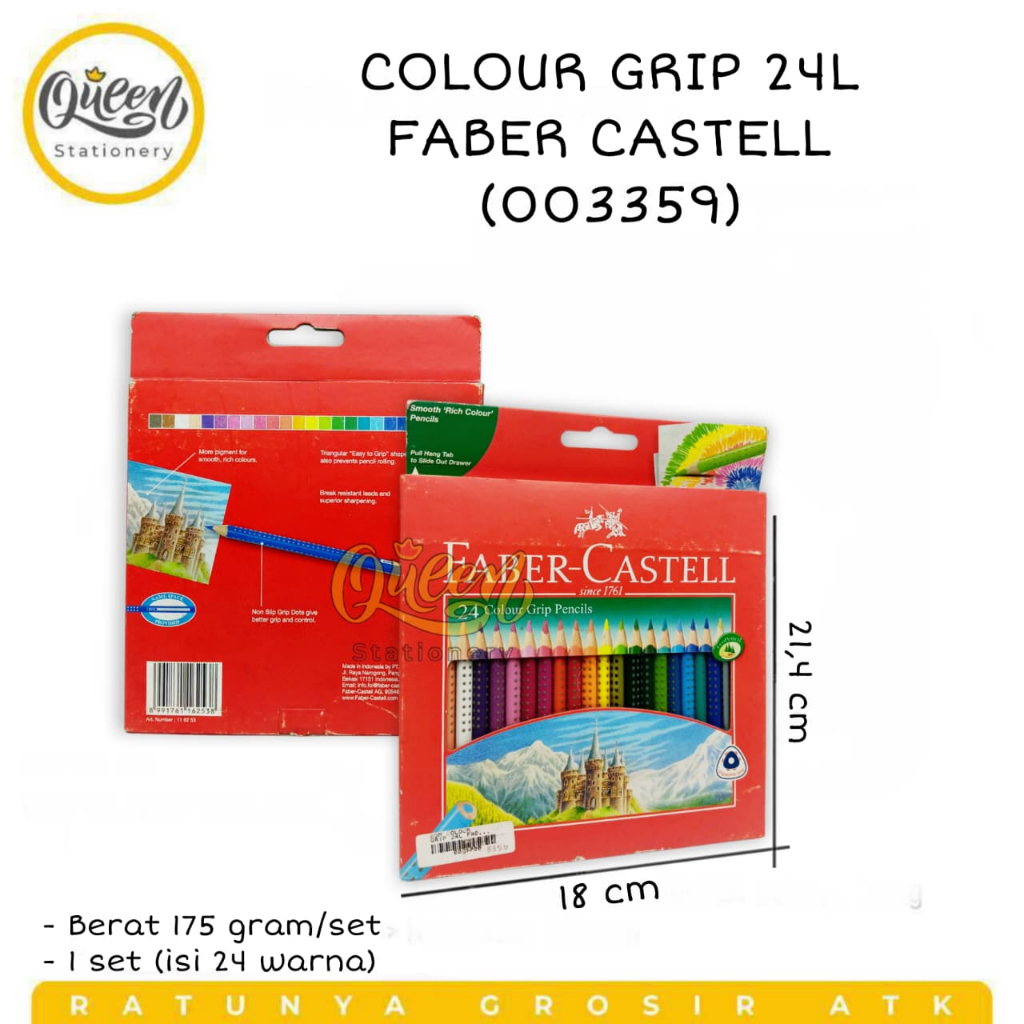 

1 SET COLOUR GRIP CLASSIC PENCILS SET 24 FABER CASTELL (003359) - PENSIL WARNA COLOUR PENCIL PANJANG