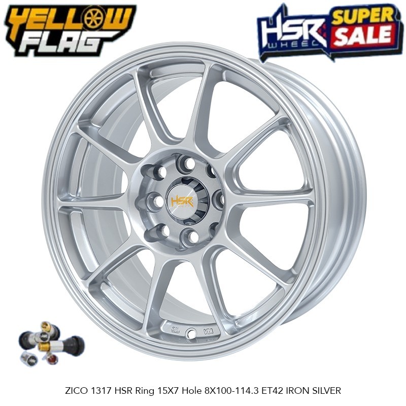 VELG MOBIL HSR ZICO R15 LEBAR 7 BAUT 4 ET42 YARIS CITY FREED AVANZA LIVINA EVALIA HSR RING 15 SILVER