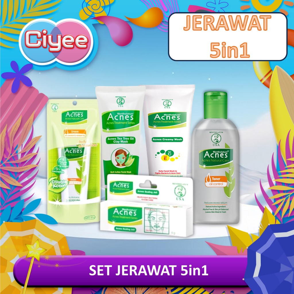 Acnes Skin Care Paket Hemat Kulit Berjerawat 5in1 - Set Acnes Acne Treatment Lawan Jerawat - Ciye