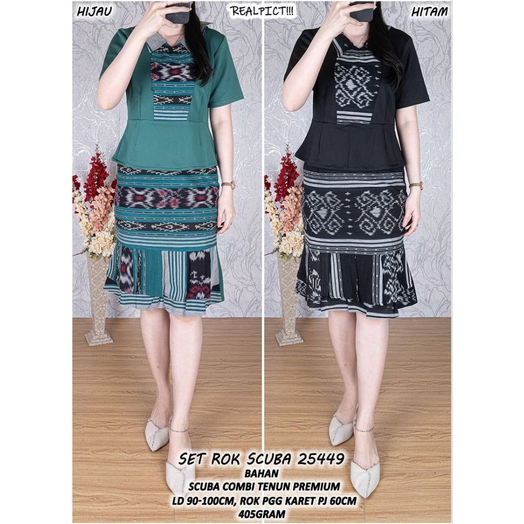 KC 25449 SET ROK SCUBA WANITA PREMIUM / SET ROK BATIK / READY / REALPICT