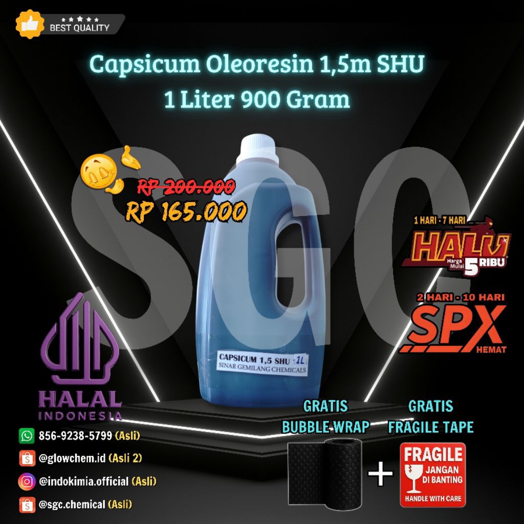 

Capsicum Oleoresin 1,5M SHU Cabai Pedas Tinggi 1 Liter 900 Gram (Original)