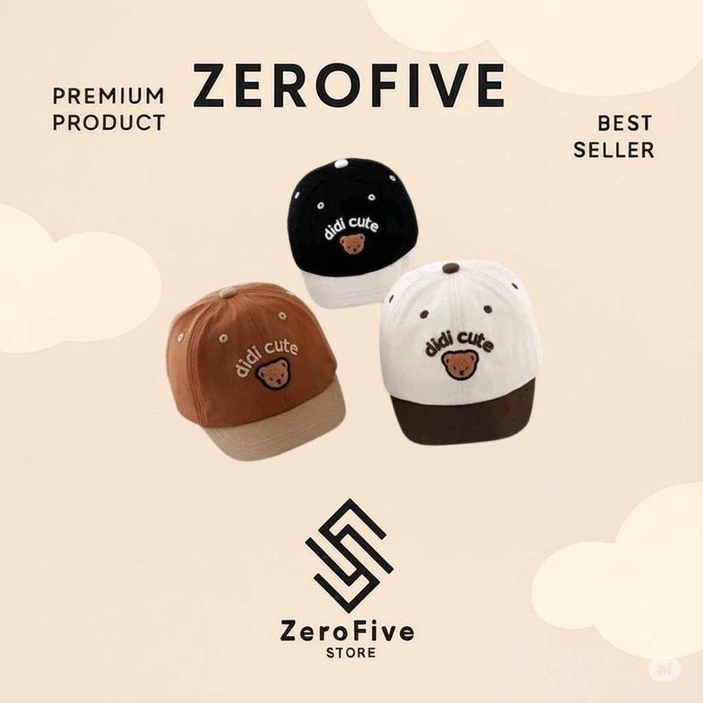 1 -3 tahun || Topi Baseball Bayi laki laki kekinian DIDI CUTE motif beruang lucu