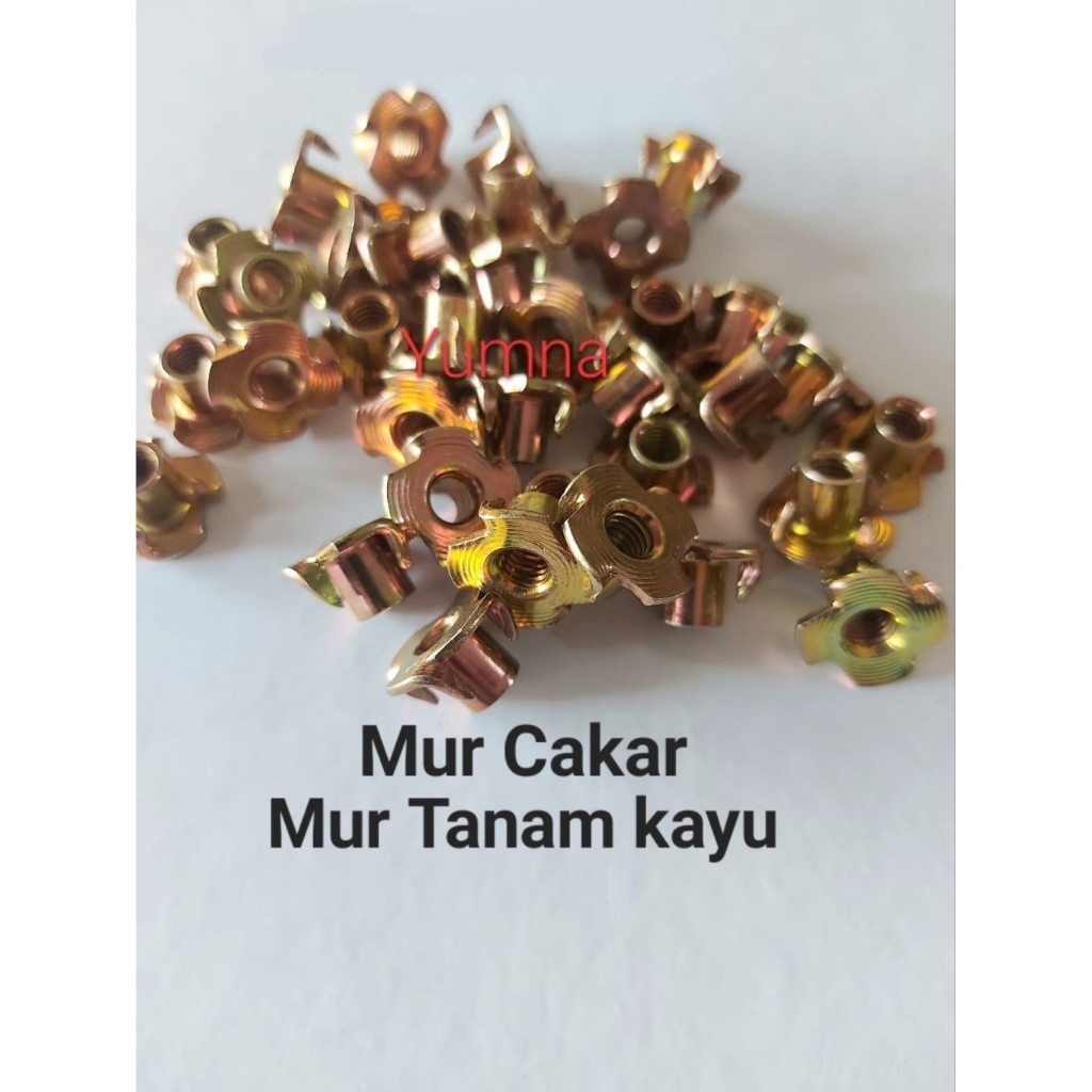 Mur cakar/ Mur Tanam kayu (M.5 dart baut 8 )100pcs-( M.6 drat baut 10 )100pcs-( M.8 drat baut 12 )10