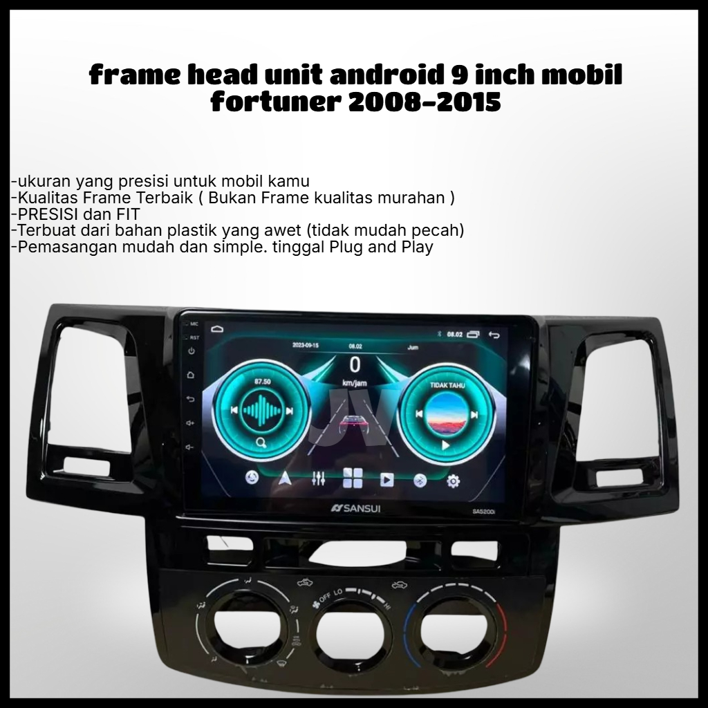 frame head unit android 9 inch mobil fortuner 2008-2015