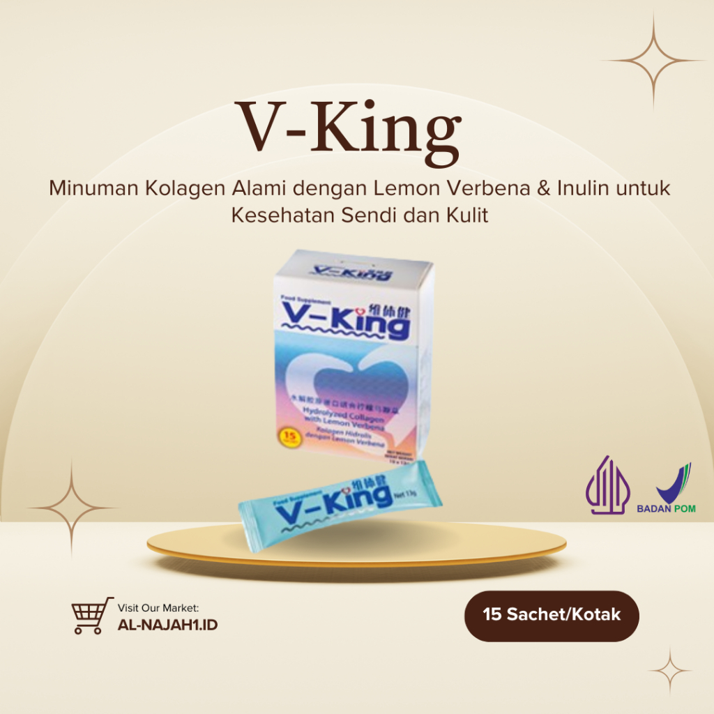 

V-King Isi 15 Sachet - Minuman Kolagen Alami dengan Lemon Verbena dan Inulin
