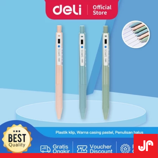 

DELI RETRACTABLE GEL PEN 0.5MM/ PULPEN GEL CETREK 0.5 mm TINTA HITAM WARNA PASTEL EG58