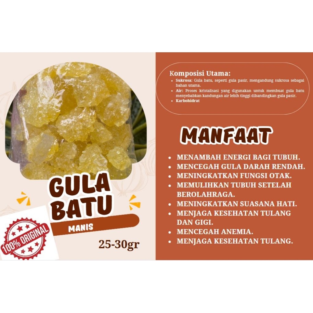 

100 GR GULA BATU MANIS ALAMI