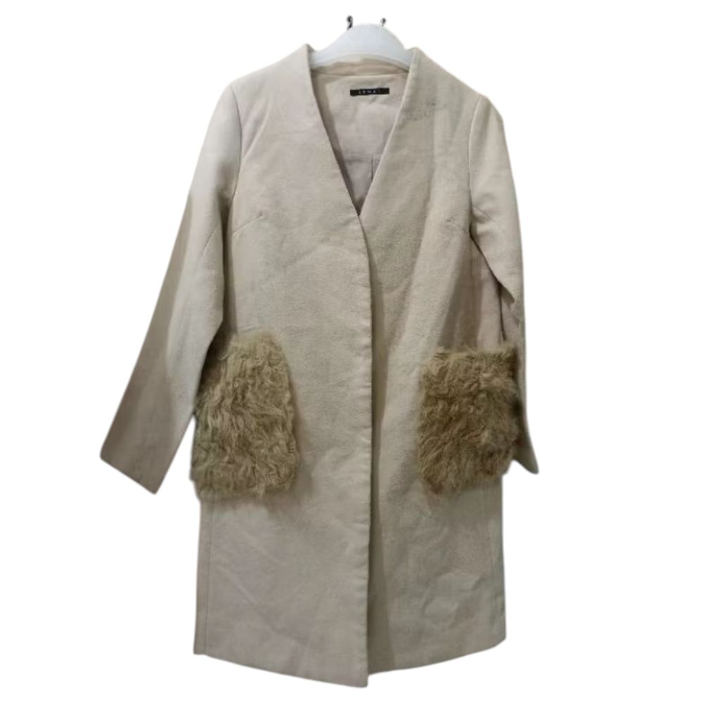 winter Coat long INGNI pocket bulu bahan wol tebal lembut