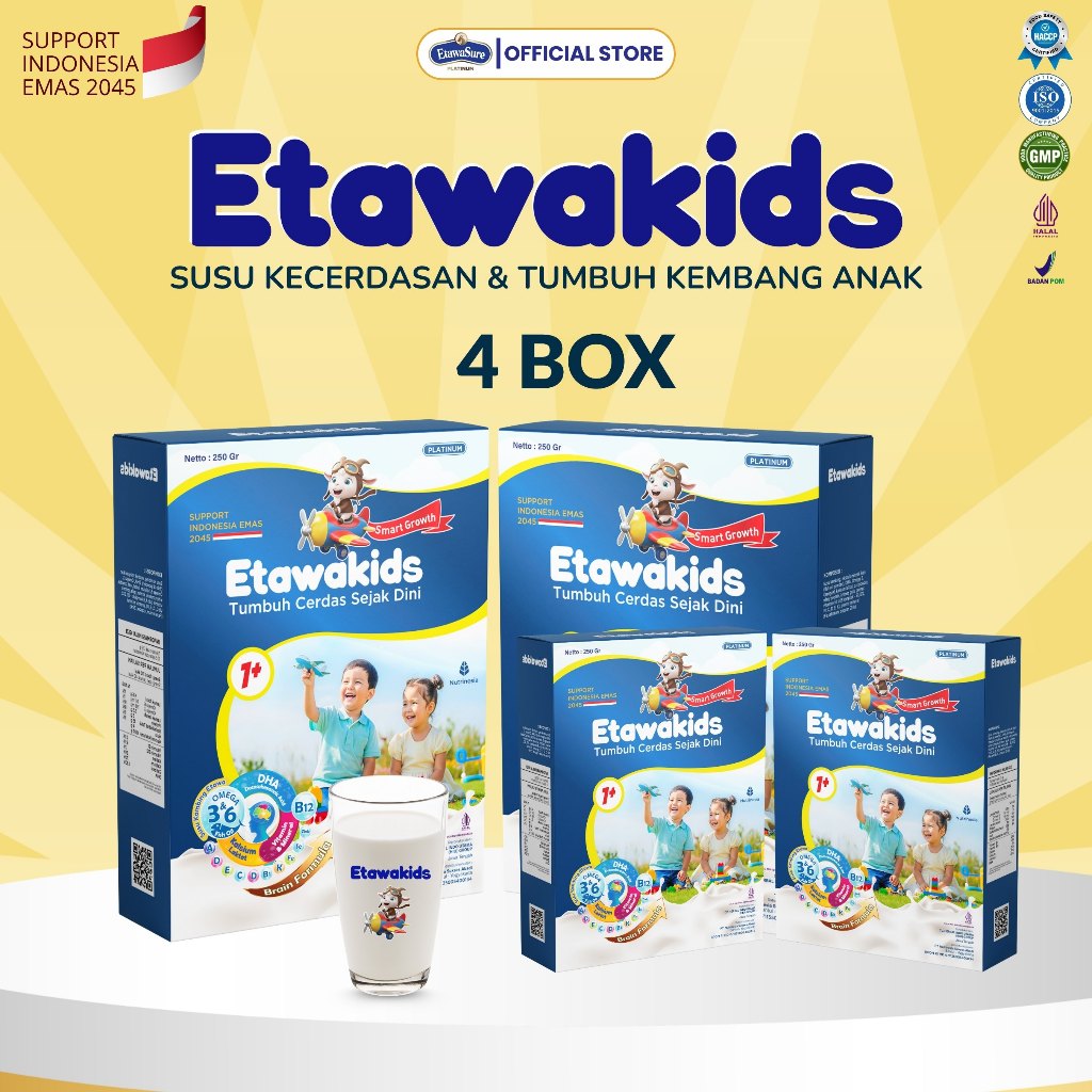 

Etawakids Platinum Nutrisi DHA, Omega 3 6 Fish Oil Untuk Kecerdasan Otak & Tumbuh Kembang Anak 4 BOX