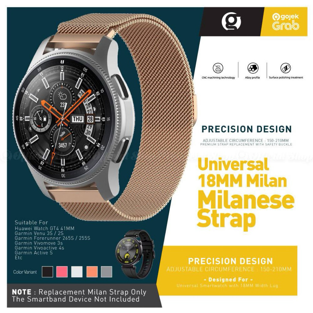 (NEW) Strap Smartwatch Universal Stainless Steel 18mm