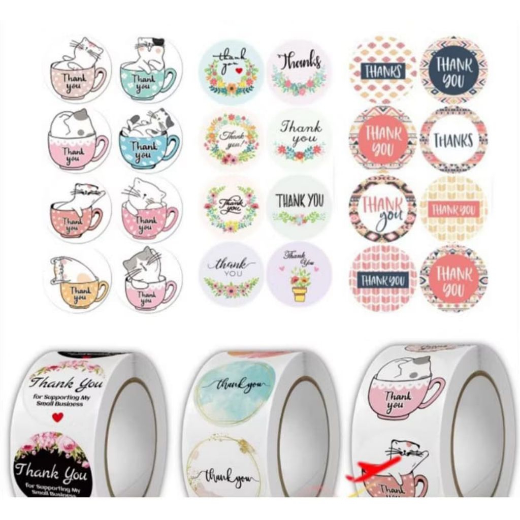 

STICKER THANK YOU ROLL ISI 500 PCS STIKER TERIMA KASIH SELF ADHESIVE