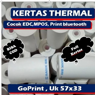 

Paket 1 DOS (100 Roll) KERTAS THERMAL GoPrint Uk. 57x33 LOGO BRI